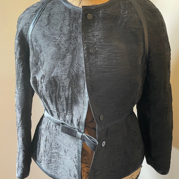 Badgley Mischka  Black Silk Silk Blend Jacket with Gorgeous Detail - Picture 3 of 12